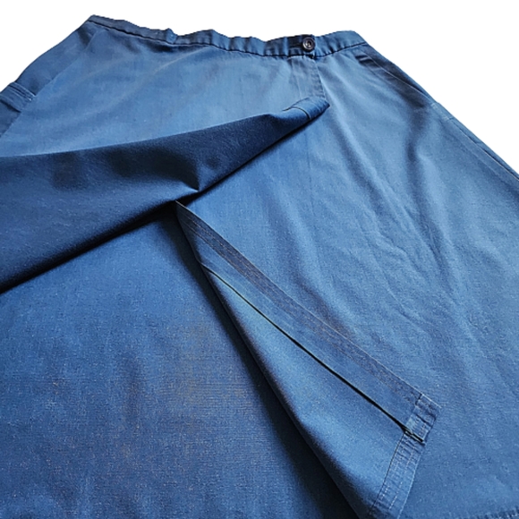 Womens M Vintage Handmade Blue A-Line Reversible Wrap-Around Cotton Split Skirt - Picture 7 of 7